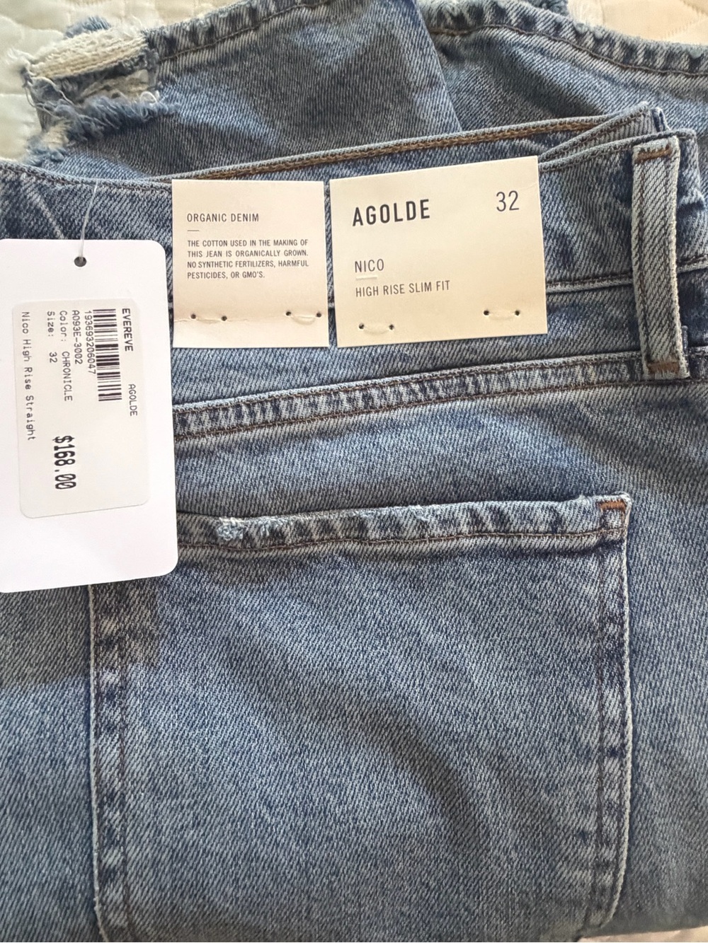 Agolde Nico High-Rise Slim Jeans in Light Blue Wash NWT